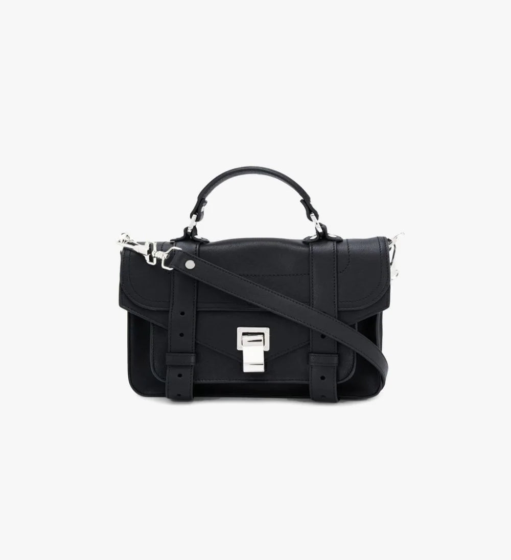 Proenza Schouler Crinkled Patent PS1 Tiny Bag in Black – Hampden Clothing