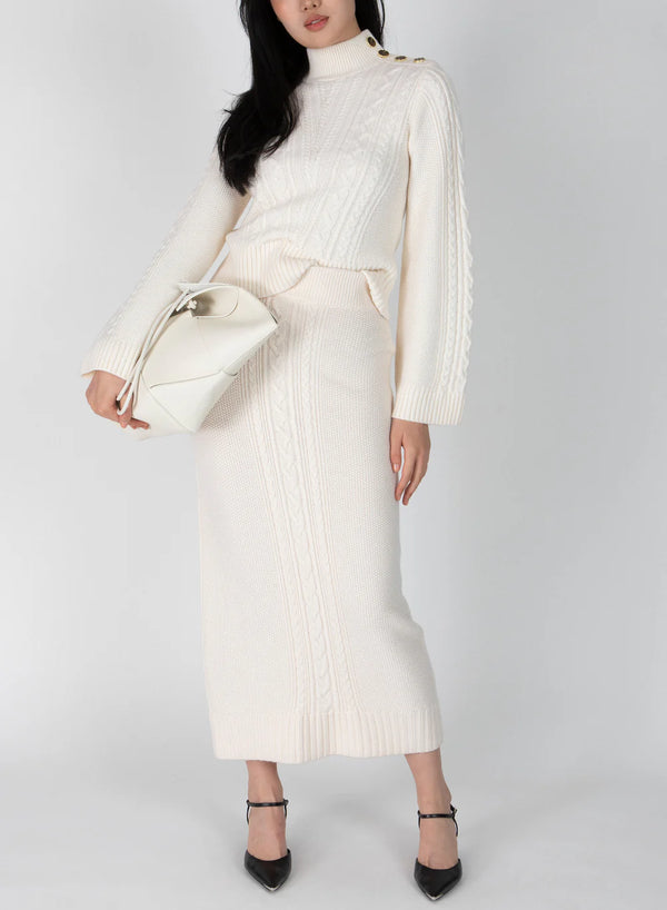 [DEREK LAM] VALENTIN CABLE KNIT SKIRT - BLANC