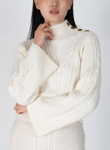 [DEREK LAM] THOMAS CABLE KNIT SWEATER - BLANC