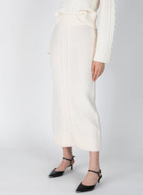 [DEREK LAM] VALENTIN CABLE KNIT SKIRT - BLANC