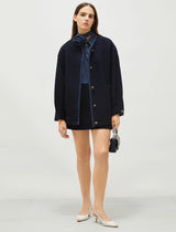 [MARELLA] UMES Flared Stretch Basketweave Jacket - Navy