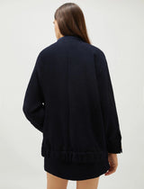 [MARELLA] UMES Flared Stretch Basketweave Jacket - Navy