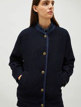 [MARELLA] UMES Flared Stretch Basketweave Jacket - Navy