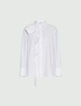 [Marella] Ketch Fabric rose-adorned ruched shirt - White