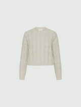 [MARELLA] Clarino Cropped Twist Knit Sweater - BLANC LAINE