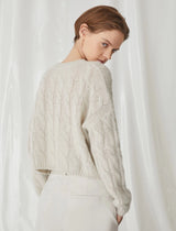 [MARELLA] Clarino Cropped Twist Knit Sweater - BLANC LAINE