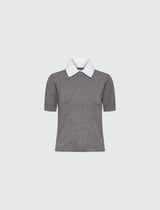 [MARELLA] BABA Shirt-Collar Sweater - MELANGE GREY