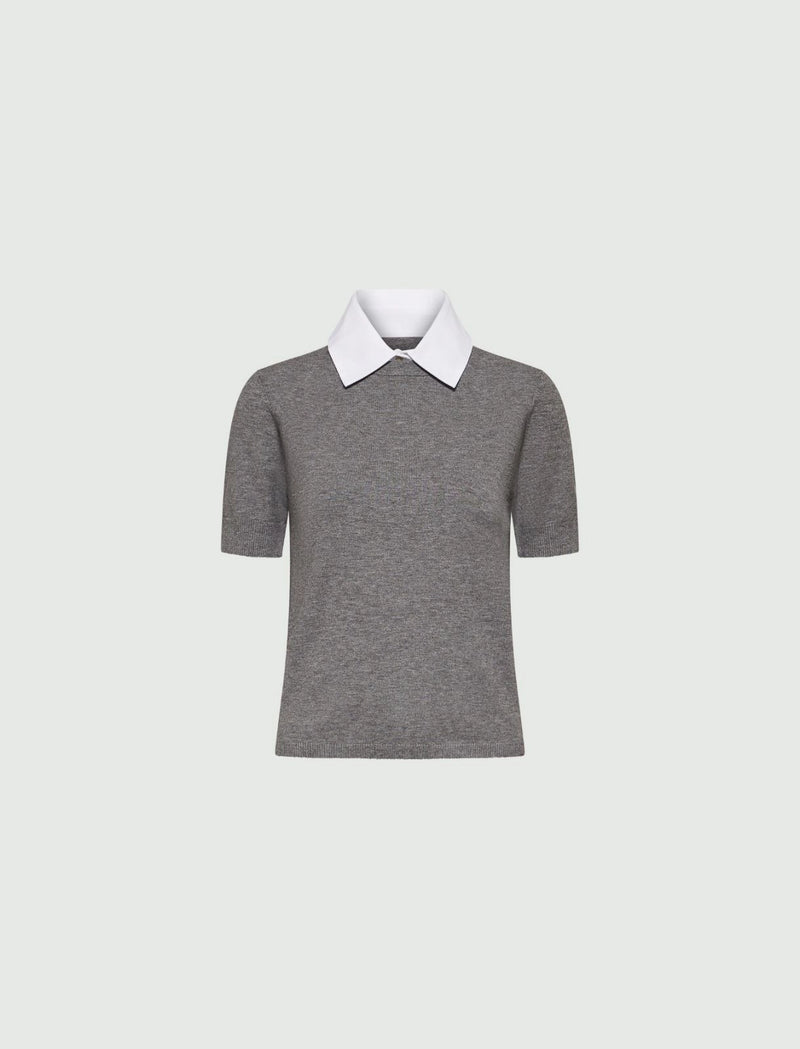 [MARELLA] BABA Shirt-Collar Sweater - MELANGE GREY