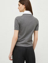 [MARELLA] BABA Shirt-Collar Sweater - MELANGE GREY