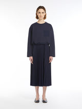 [Max Mara] Scatola Pleated Crepe Jersey Dress - Navy