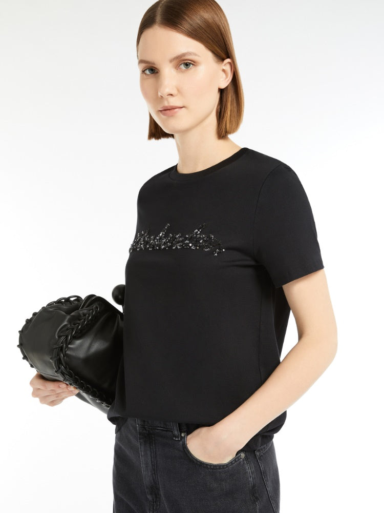 [Max Mara] Vello Cotton Jersey T-Shirt - Black