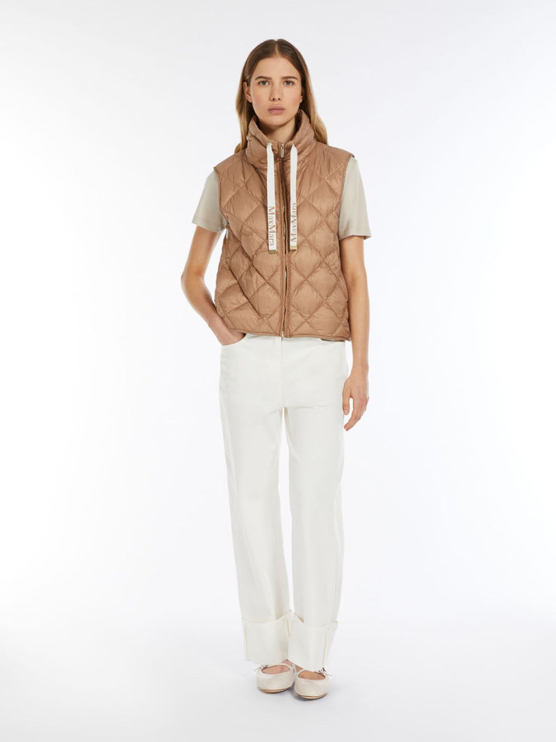 [Max Mara] Water-repellent canvas padded gilet - Camel