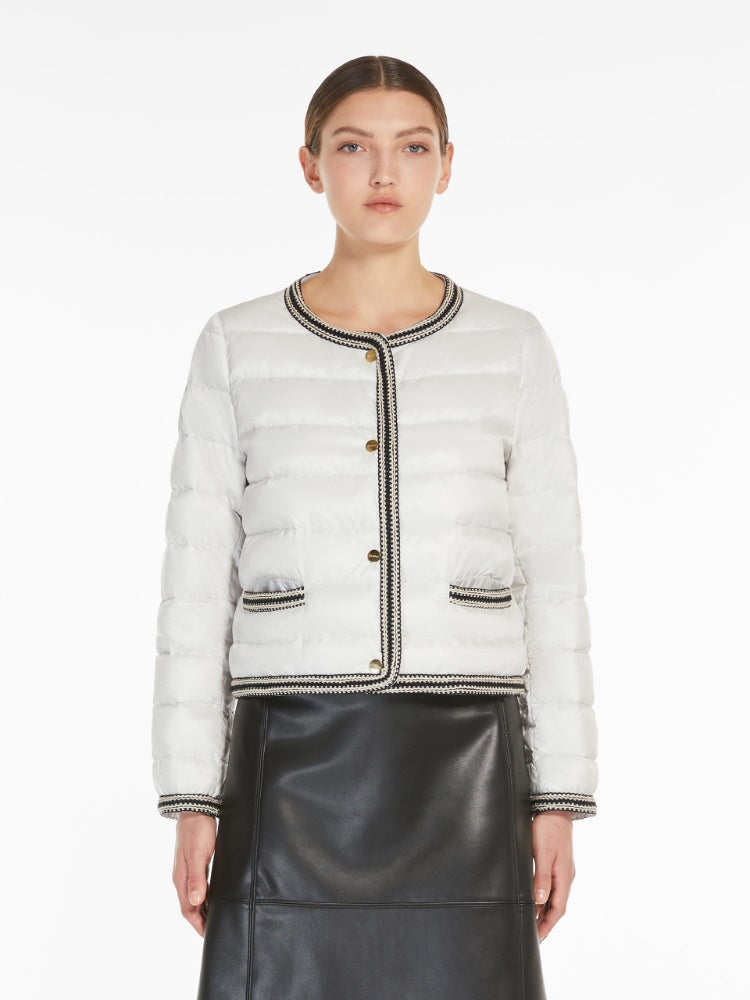 [Max Mara] Kate Water-Repellent Canvas Crew Neck Jacket - Pearl Grey