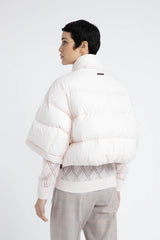 [PESERICO] 3 QUARTER SLEEVED DRIP PROOF SHORT DOWN JACKET - ROSE WATER