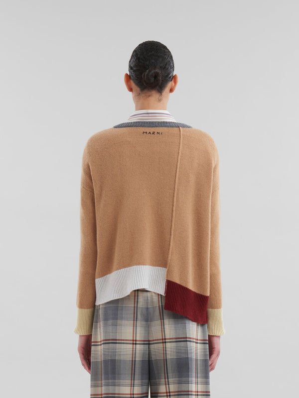 [MARNI] Brown colour-block cashmere jumper - EarthofSiena