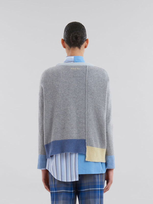 [MARNI] Grey colour-block cashmere jumper - SODIUM