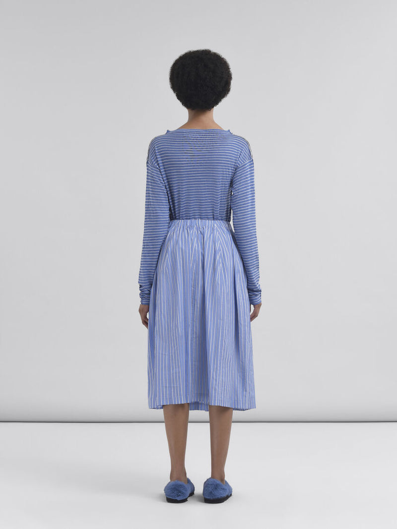 [MARNI] Wide Skirt Striped Poplin - BlueChina