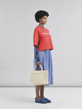 [MARNI] Wide Skirt Striped Poplin - BlueChina