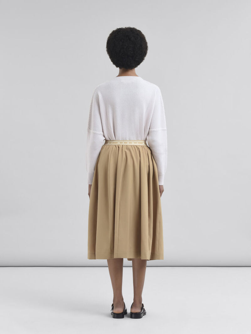 [Marni] Wool Blend Midi Skirt With Marni Symbol - Winter Wheat