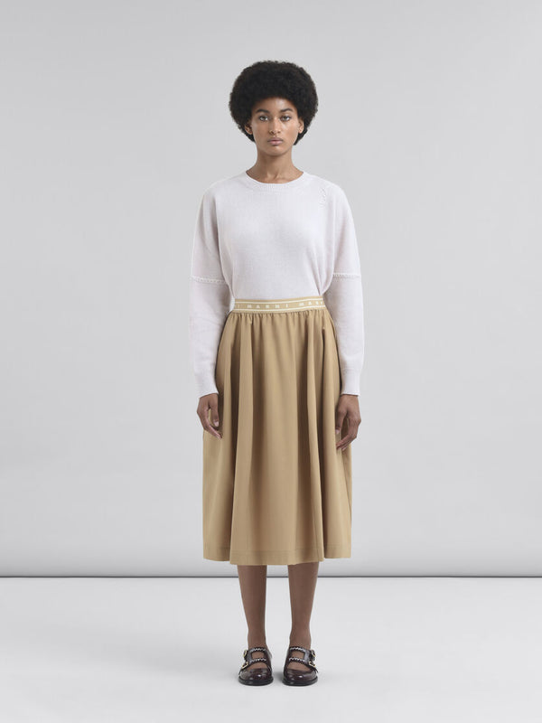 [Marni] Wool Blend Midi Skirt With Marni Symbol - Winter Wheat