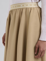 [Marni] Wool Blend Midi Skirt With Marni Symbol - Winter Wheat