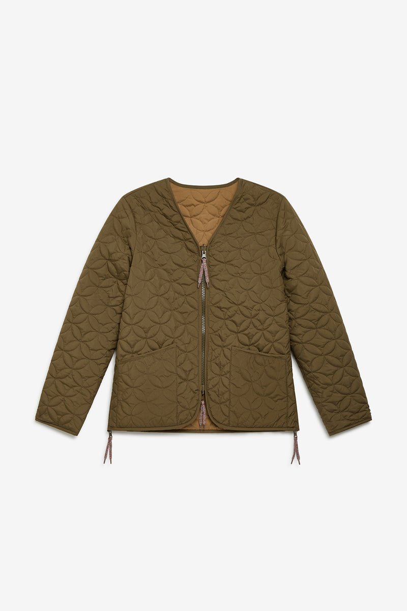 [MALIPARMI] LUCKY NYLON SHORT JACKET - GREEN/NATURAL