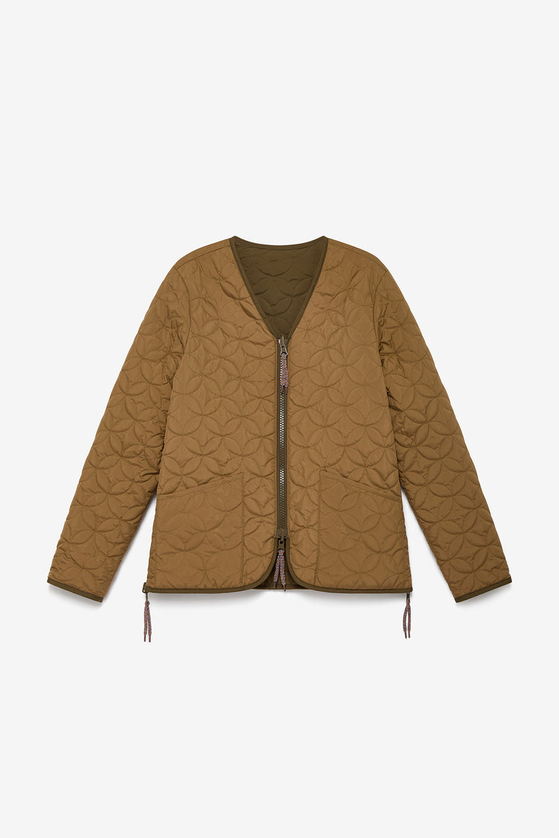 [MALIPARMI] LUCKY NYLON SHORT JACKET - GREEN/NATURAL