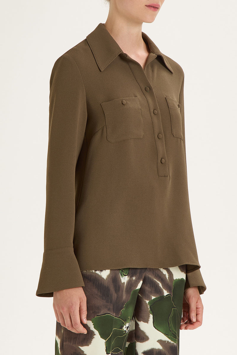 [MALIPARMI] SABLE' CREPE SHIRT - KHAKI