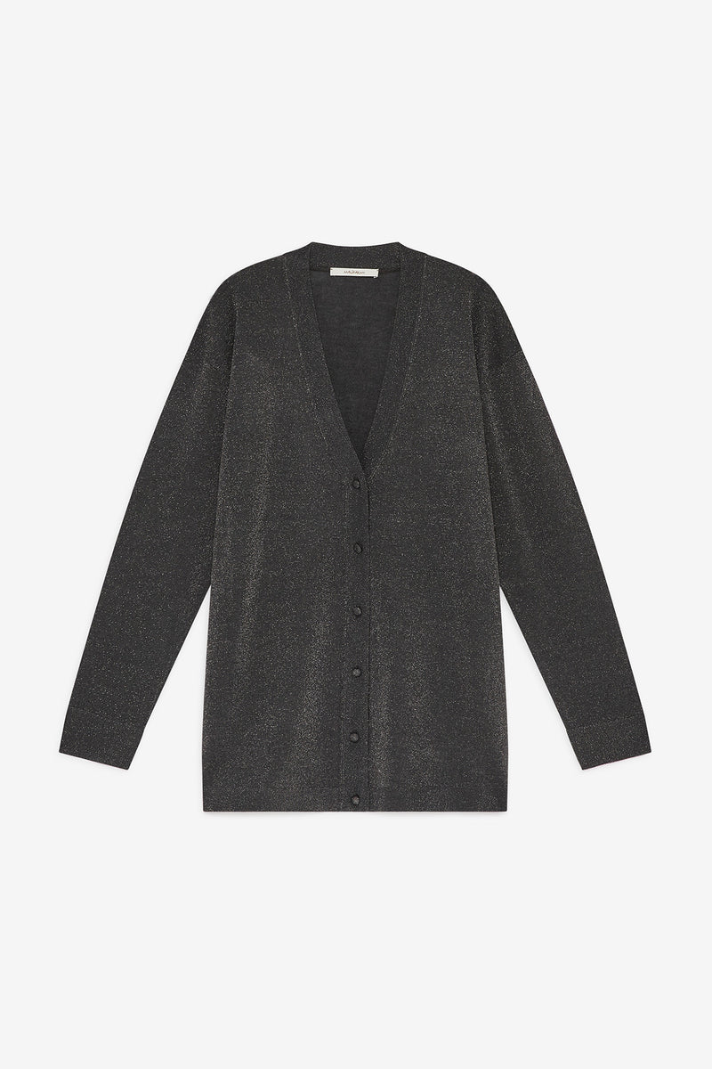 [MALIPARMI] SHINY FLUID LUREX CARDIGAN -  GREY