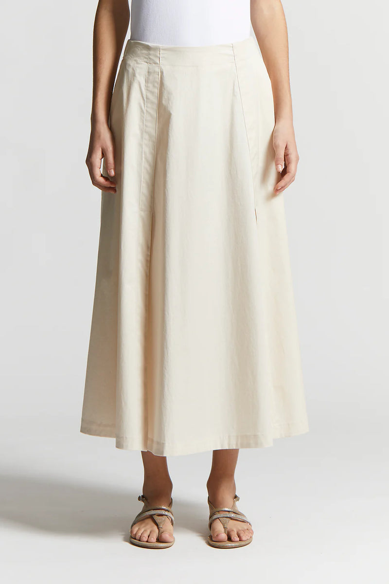 [Peserico] Lightweight Stretch Cotton Satin Skirt - Quartz Sand