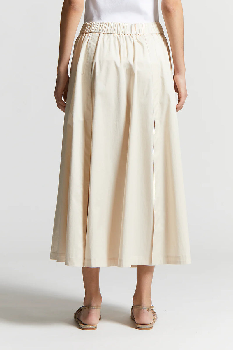 [Peserico] Lightweight Stretch Cotton Satin Skirt - Quartz Sand