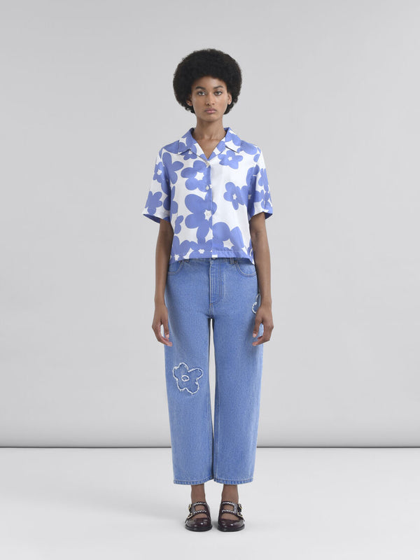 [MARNI] Light Blue Denim Boyfriend Jeans With Patch - Cobalt