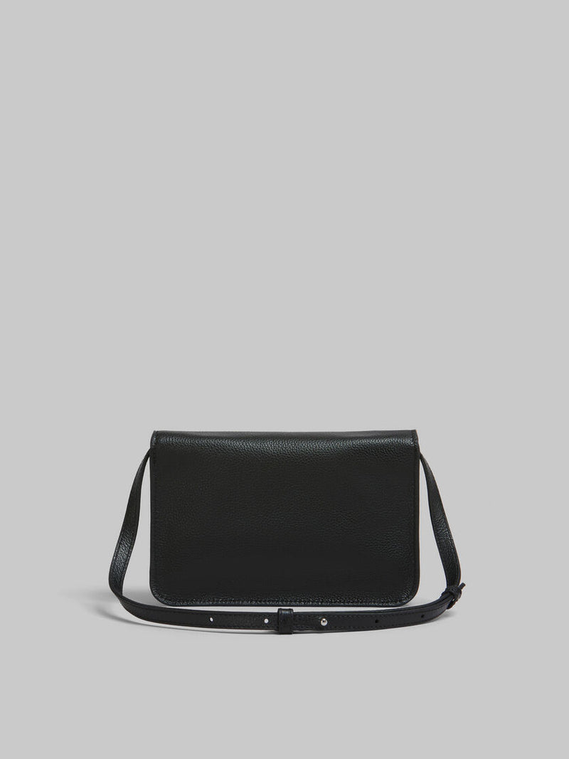 [MARNI] LEATHER POCHETTE SHOULDER BAG WITH MARNI MENDING - BLACK