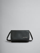 [MARNI] LEATHER POCHETTE SHOULDER BAG WITH MARNI MENDING - BLACK