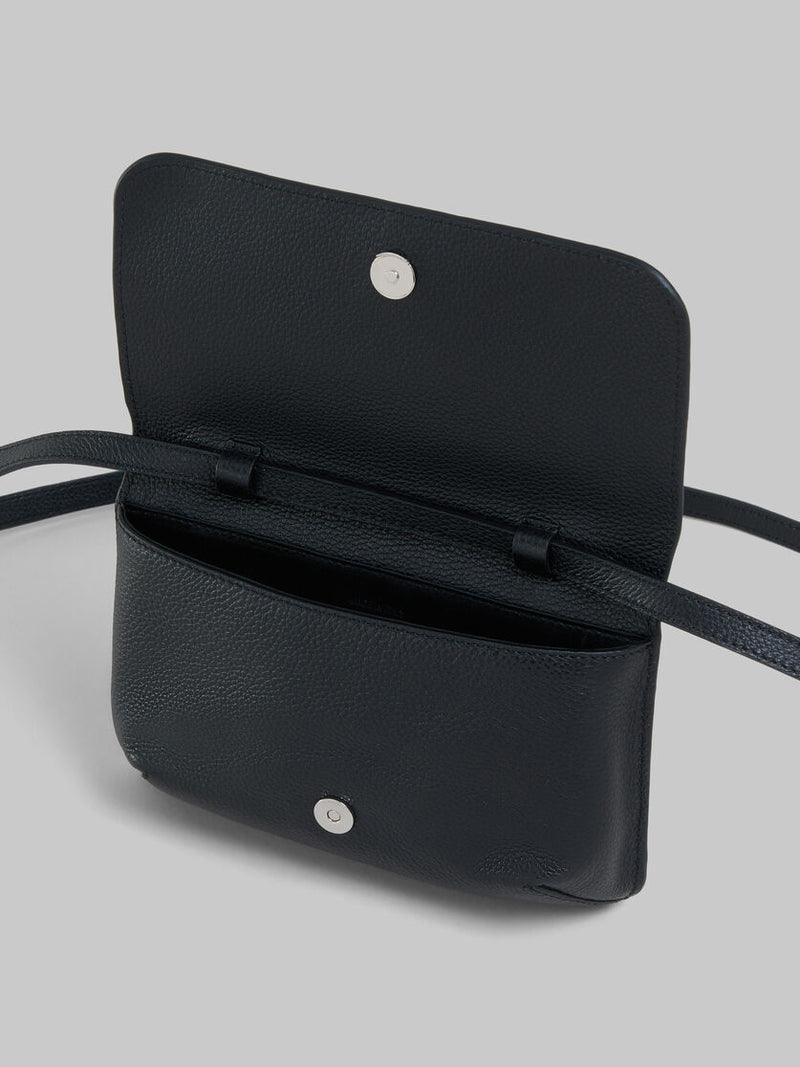 [MARNI] LEATHER POCHETTE SHOULDER BAG WITH MARNI MENDING - BLACK