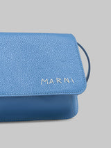 [MARNI] Blue leather shoulder bag with Marni Mending - Opal