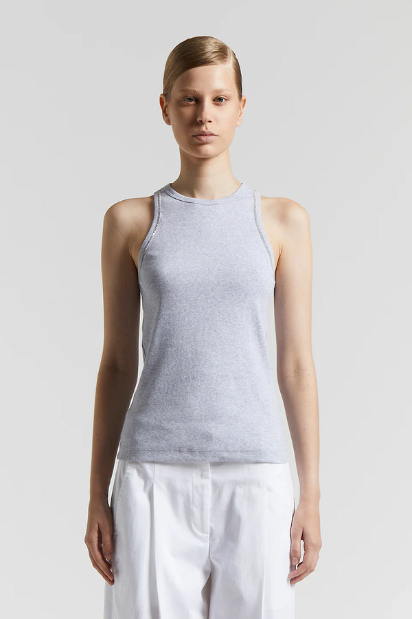 [Peserico] Women Top Stretch Microrib Jersey - Lunar Gray