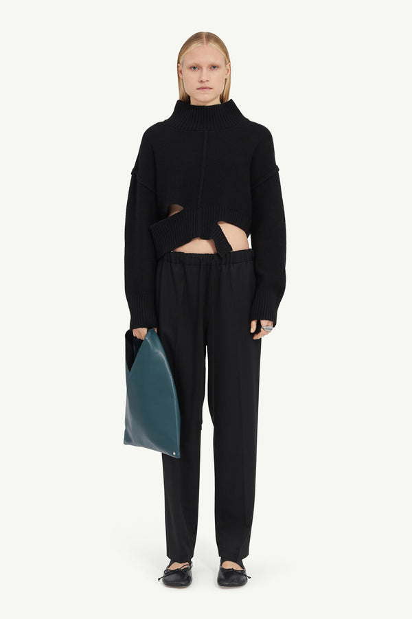 [MM6] Drawstring Tailoring Wool Trousers - Black