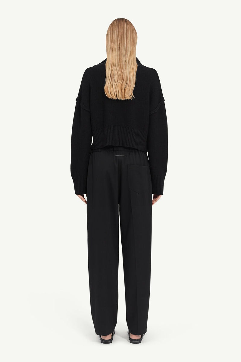 [MM6] Drawstring Tailoring Wool Trousers - Black