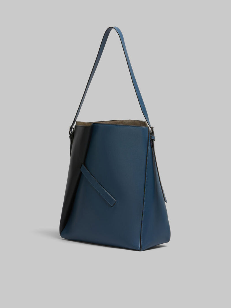 [MARNI]  Deep blue and black leather Reverse hobo bag