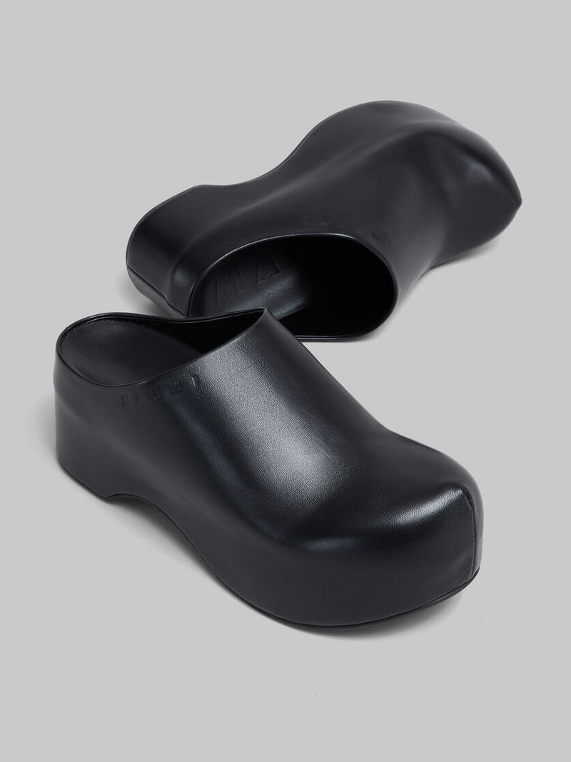 [MARNI] Black leather chunky clog sabot