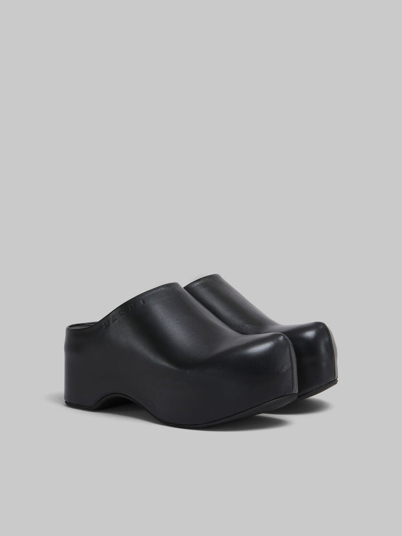 [MARNI] Black leather chunky clog sabot