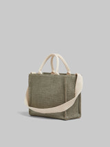 [MARNI] Green Raffia Effect Small Tote - Dusty Olive