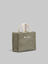 [MARNI] Green Raffia Effect Small Tote - Dusty Olive