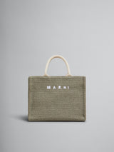 [MARNI] Green Raffia Effect Small Tote - Dusty Olive