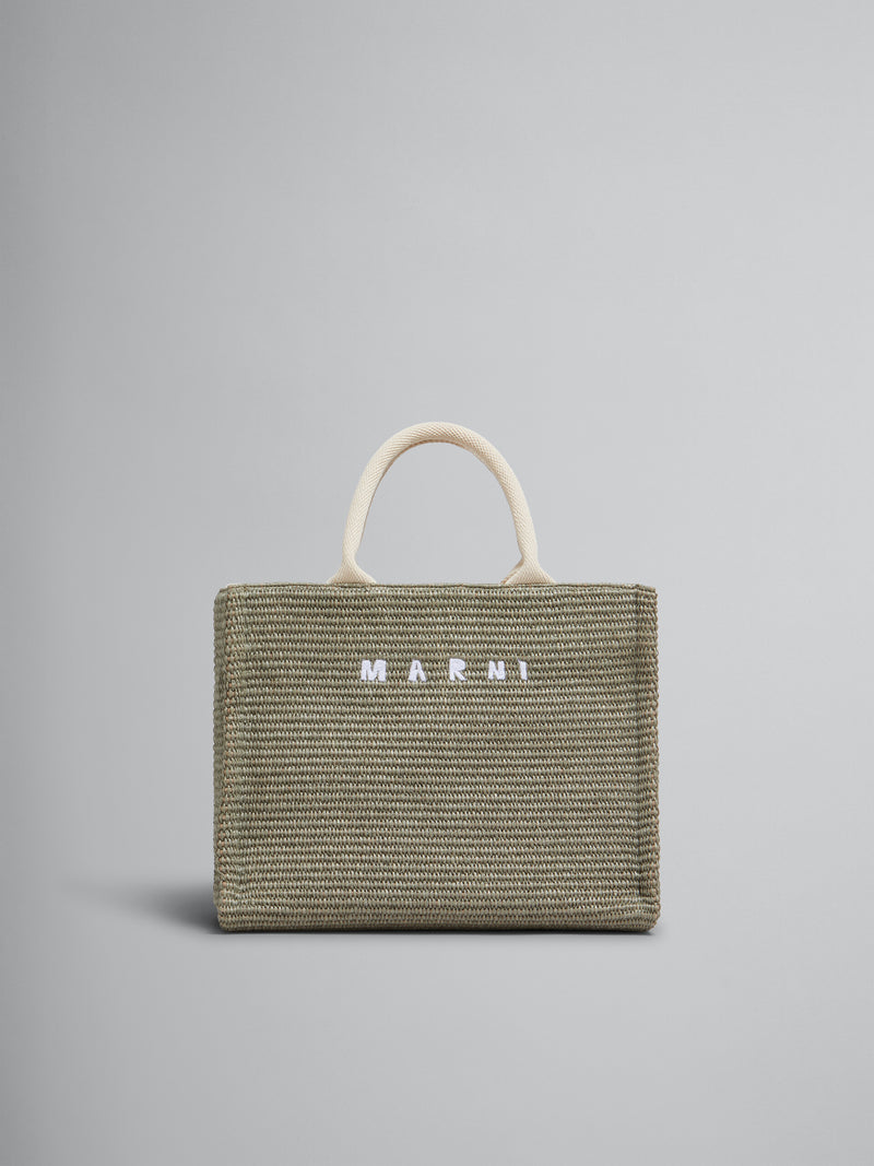 [MARNI] Green Raffia Effect Small Tote - Dusty Olive