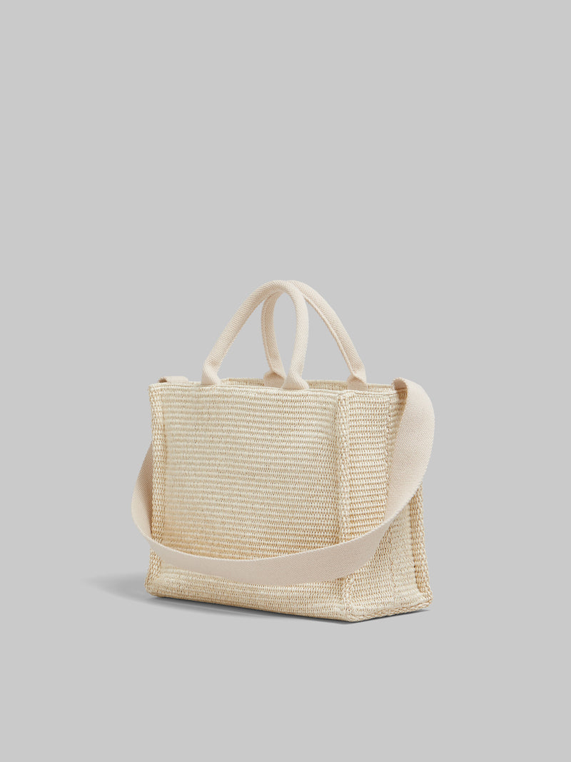 [MARNI] White Raffia Effect Small Tote - Silk White