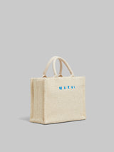 [MARNI] White Raffia Effect Small Tote - Silk White