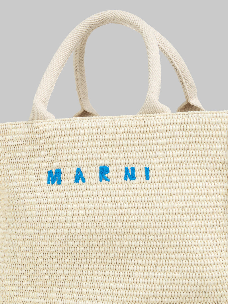 [MARNI] White Raffia Effect Small Tote - Silk White