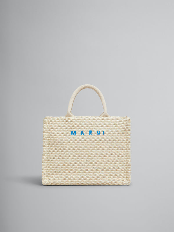 [MARNI] White Raffia Effect Small Tote - Silk White